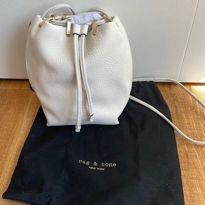 Rag & Bone Dayton Leather Drawstring Bag in Antique White